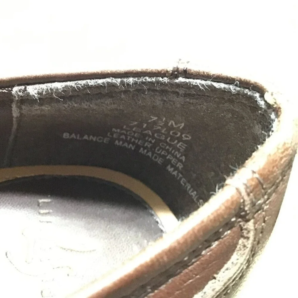LifeStride League Brown Leather Studded Block Heel Loafers Shoes‎ Womens 7.5 M